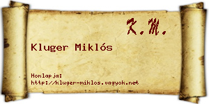 Kluger Miklós névjegykártya
